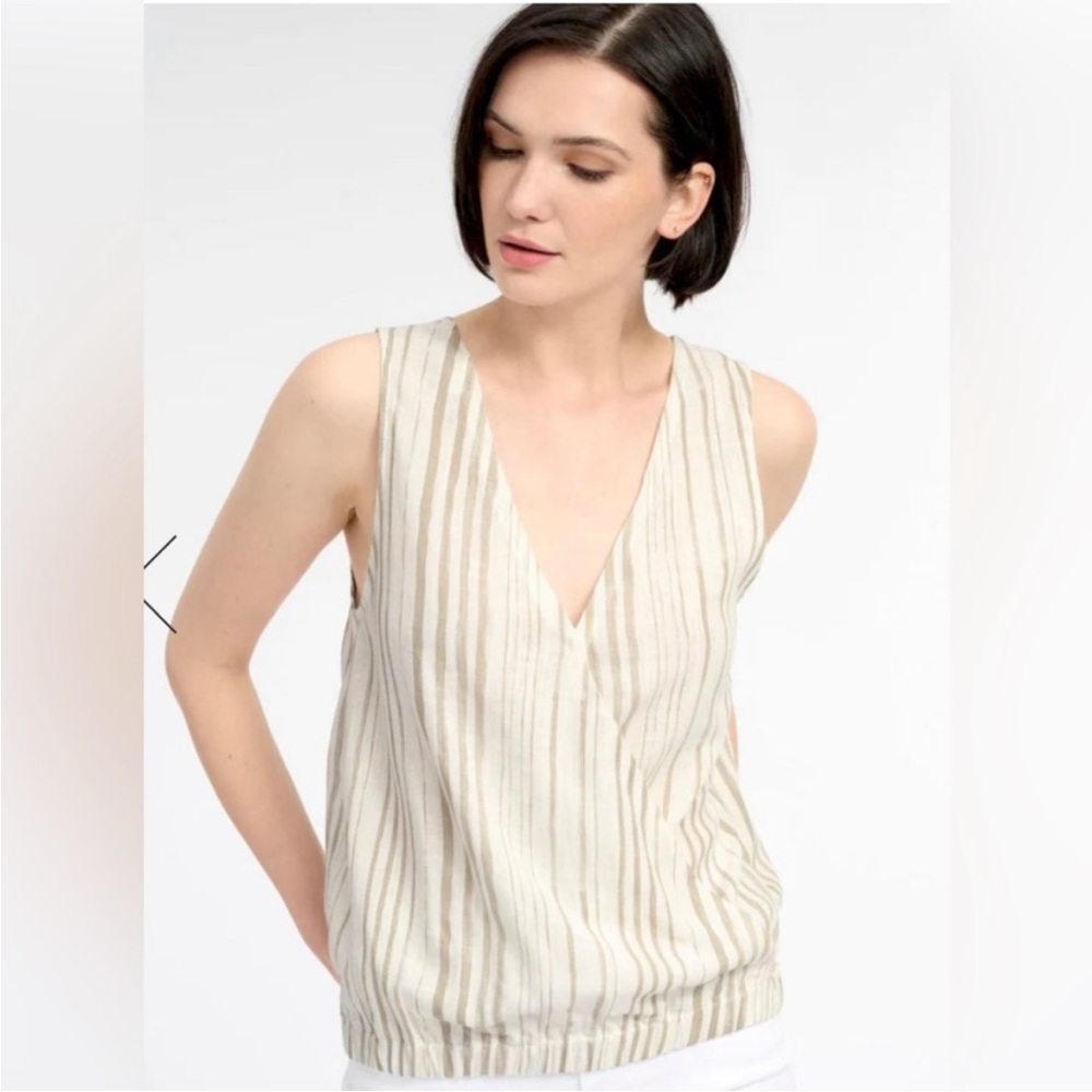 Splendid NWT Striped Canyon Cross Tank Top Large White Tan Sleeveless